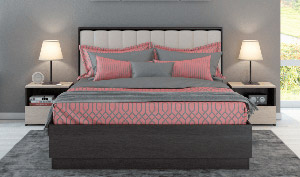 Кровать с прикроватными тумбами для спальни